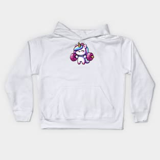 Weightlifting Unicorn Olympics 🏋️🦄 - Lifting Cuteness! Kids Hoodie